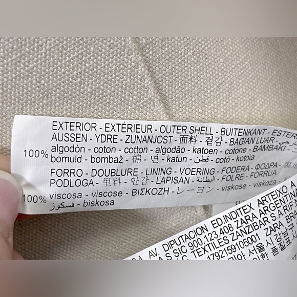 ZARA WOMEN NEW 100% Cotton Tweed Textured BLAZER w/ Pockets OYSTER WHITE Size L - Picture 12 of 12